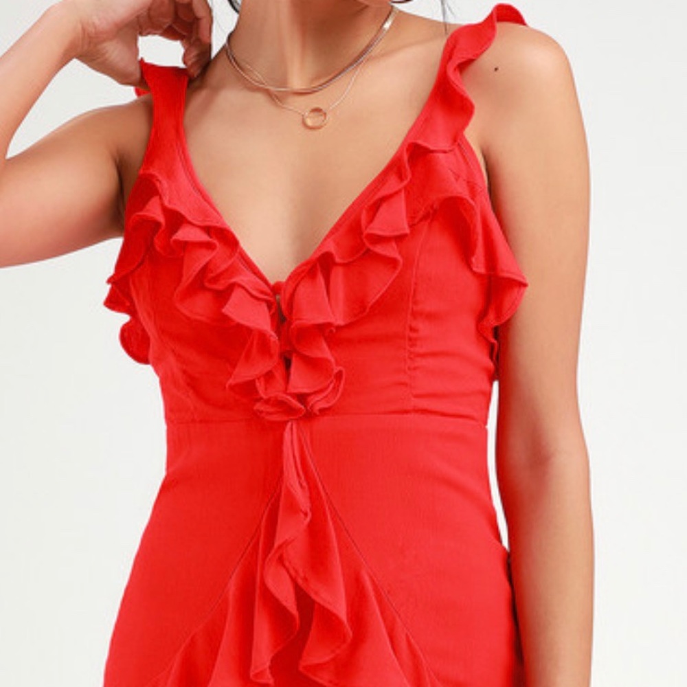 Red ruffled dress